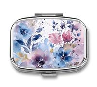 Small Pill Case with 2 Compartment Floral Watercolor Painting Medicine Pill Case Personalized Travel Pill Box for Purse Travel Pill Organizer Portable Daily Pill Box for Vitamins Supplements Medicatio