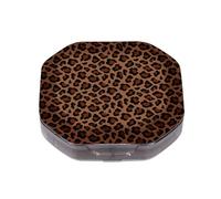Small Pill Organiser 4 Times A Day Travel Medicine Organizer with Brown Leopard Print Patterns - Daily Pill Containers Compact Stylish Pill Case