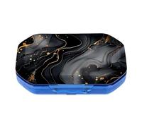 Small Pill Organiser 6 Times A Day Travel Medicine Organizer with Gilded Marble Patterns - Daily Pill Containers Compact Stylish Pill Case