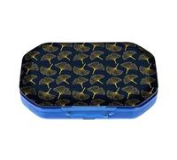 Small Pill Organiser 6 Times A Day Travel Medicine Organizer with Ginkgo Leaf Patterns - Daily Pill Containers Compact Stylish Pill Case