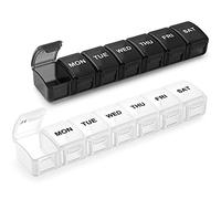Small Pill Organizer 2 Times a Day, 2 Pack 7 Day Pill Box 1 Time a Day, Travel Friendly Day Night Vitamin Organizer, Weekly AM PM Pill Case Container