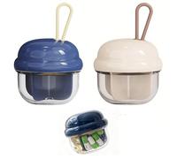Small Pill Organizer with 4 Compartments, Portable Pocket Pill Bottle Organizer, Anti-Mixing Pill Dispenser Wide Opening Medication Organizer for Vitamins (Cream White&Blue)