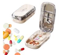 Small Pill Tablet Cutter, Portable Pill Splitter, Adjustable Pills Cutter Divider with Stainless Steel Blade, Tablets Guide Tablets Splitting for Large Small and Tiny Pills Cutting and Storage (White)