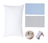 Small Pillow 10.2" X 5.9"(26 x 15cm), Nap Small Cushion with 2 Mini Pillow Cases (Grey and Blue), Rectangle Cushion Travel Pillows, Cushion Inserts for Kids, Adult, Pets, Neck and Knee Support