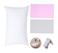 Small Pillow 10.2" X 5.9"(26 x 15cm), Nap Small Cushion with 2 Mini Pillow Cases (Pink and grey), Rectangle Cushion Travel Pillows, Cushion Inserts for Kids, Adult, Pets, Neck and Knee Support
