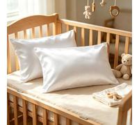 Small Pillow Cases 2 Pack Mini Pillow Cases 14x20 Breathable Silky Soft Toddler Pillow Cover Satin White Travel Size Pillow Cases Envelope Style