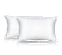 Small Pillow Cases 2 Pack Mini Pillow Cases 14x20 Breathable Silky Soft Toddler Pillow Cover Satin White Travel Size Pillow Cases Envelope Style