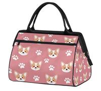 Small Pink Dog Paw Prints Overnight Weekender Tote Bag for Women Men Foldable Travel Duffel Bags Lightweight Sports Gym Bag Waterproof Carry On Luggage Weekender Bag for Traveling Gifts