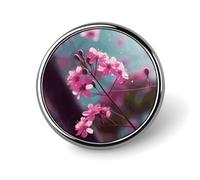 Small Pink Flowers Badge Holder Exquisite Round Badge with Picture Pin DIY Button Badges Personalized Metal Button Pin Fashion Brooch Crafts Gifts Clothes Decorative Pins