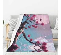Small Pink Flowers Double-Sided Thick Printed Flannel Blanket 60"x50", Soft, Warm, Durable