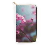 Small Pink Flowers Leather Wallet, Bifold Stylish Wallets, Credit Card Holder for Passport Covers, Purse Passport Bag for Men Women