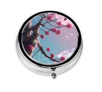 Small Pink Flowers Round Pill boxï¼ŒPill Boxï¼Œ Portable On-The-Go Pocket Pharmacy,