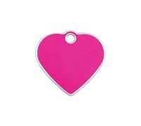 Small Pink Heart TAG with Milled Silver Edging. Engraved Cat/Dog/Horse/Pet ID Name Tag. Pet Fashion - Very Elegant. Please EMAIL US with Engraving Details When Placing Your Order.