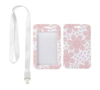 Small Pink Lace Blooms ID Card Holder with White Lanyard, Photocard Holder, Vertical Cards Protector for School, Vertical Name Badges Protector for Doctor, Paramedic Accessories Nurse Essentials