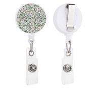 Small Pink Yellow Flowers Green Leaves Retractable Badge Holder Reel Clip ID Card Holder for Doctor Nurse Student Office Worker