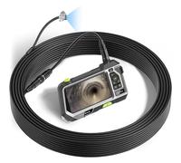 Small Pipe Camera Borescope - NTS500 50-foot long (15 metre) Plumbing Pipe inspection camera with 5inch HD screen and wide angle lens with skid