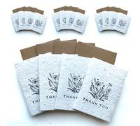 Small Plantable Seed Paper Thank You Cards - Handmade, Eco Friendly & Recycled Gratitude Notes/Giftcards for Teacher, Friend, Wedding etc - Biodegradable Pack of 16 A7 Mini Greeting Gifts