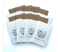 Small Plantable Seed Paper Thank You Cards - Handmade, Eco Friendly & Recycled Gratitude Notes/Giftcards for Teacher, Friend, Wedding etc - Biodegradable Pack of 8 A7 Mini Greeting Gifts