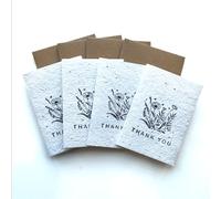 Small Plantable Seed Paper Thank You Cards - Handmade, Eco Friendly & Recycled Gratitude Notes/Giftcards for Teacher, Friend, Wedding etc - Biodegradable Pack of 4 A7 Mini Greeting Gifts