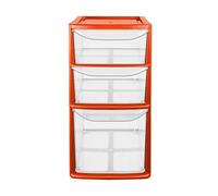 Small Plastic 3 Drawer Tower Storage Unit - RED Gloss Finish, Single Unit - 35cm (H) x 19cm (W) x 26cm (D)