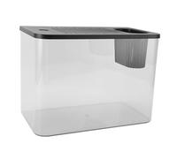 Small Plastic Clear Fish Miniature Desktop Aquarium for Goldfish Shrimp Betta, Landscape for Home Decor (Black)
