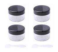 Small Plastic Containers with Lids 4PCS 5ml Wide Mouth Travel Pots for Toiletries Leakproof Sample Jars for Creams, Lotion, Cosmetics, Glitter Nail Art, Transparent(with 2 scrapers）