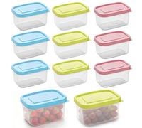 Small Plastic Containers with Lids, 9 PCS 200ml Food Containers with Lids, Rectangular Snack Pots, Stackable Freezer Storage Pots, Reusable Food Holders, Plastic Pots with Lid for Sauce Yoghurt Fruit