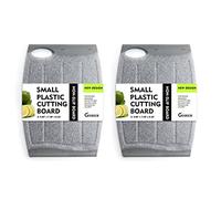 Small Plastic Cutting Board Set of 2, Mini Cutting Board for Small Kitchen Tasks, Non Slip Edges, Unique Design with Multiple Juice Grooves! BPA Free, Non-Porous, Dishwasher Safe (9.84" x 7.48")
