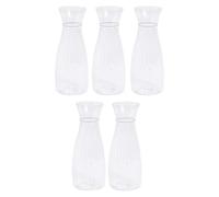 Small Plastic Flower Vase,17cm Clear Lightweight Smooth Modern Bud Vase, Multipurpose Transparent Small Table Decor Container for Wedding Hotel Home Floral Arrangement Gift 5pcs