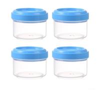 Small Plastic Food Storage Boxes 4 Pack Airtight Leak-Proof Press Fit Lids Stackable Space Saving Containers Food-Grade PP 4.5x4x3.5cm Snack Lunch Meal Prep(Blue)