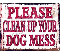 small PLEASE CLEAN UP YOUR DOG MESS METAL WALL SIGN grooming vet coffee shop bar pub wall art office games room pet vet poo