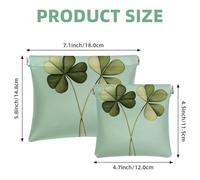 Small Pocket Cosmetic Bag, Squeeze Top Travel Makeup Bag for Purse, No Zipper Self-Closing Mini Makeup Pouch for Women Girls, Three Leaf Clover Sage Green Background