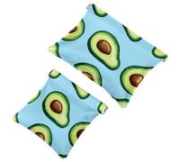 Small Pocket Cosmetic Bag, Squeeze Top Travel Makeup Bag for Purse, No Zipper Self-Closing Mini Makeup Pouch for Women Girls, Fun Fruit Avocado Blue