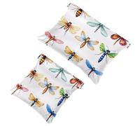 Small Pocket Cosmetic Bag, Squeeze Top Travel Makeup Bag for Purse, No Zipper Self-Closing Mini Makeup Pouch for Women Girls, Colorful Dragonfly Bee and Butterfly Collection