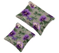 Small Pocket Cosmetic Bag, Squeeze Top Travel Makeup Bag for Purse, No Zipper Self-Closing Mini Makeup Pouch for Women Girls, Clover Flowers and Leaves Pansies and Butterflies