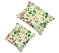 Small Pocket Cosmetic Bag, Squeeze Top Travel Makeup Bag for Purse, No Zipper Self-Closing Mini Makeup Pouch for Women Girls, Watercolor Wild Flowers Meadow Blooming Clover