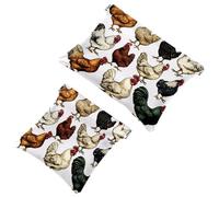 Small Pocket Cosmetic Bag, Squeeze Top Travel Makeup Bag for Purse, No Zipper Self-Closing Mini Makeup Pouch for Women Girls, Chicken Rooster Hen Breeds Farm Animals Collection