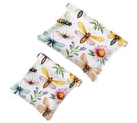 Small Pocket Cosmetic Bag, Squeeze Top Travel Makeup Bag for Purse, No Zipper Self-Closing Mini Makeup Pouch for Women Girls, Collection of Dragonfly Bee Butterfly Colorful Wildflower