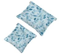 Small Pocket Cosmetic Bag, Squeeze Top Travel Makeup Bag for Purse, No Zipper Self-Closing Mini Makeup Pouch for Women Girls, Aqua Blues Tiny Ditsy Leaf Branch
