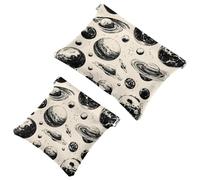 Small Pocket Cosmetic Bag, Squeeze Top Travel Makeup Bag for Purse, No Zipper Self-Closing Mini Makeup Pouch for Women Girls, Planets and Moons Around The Universe