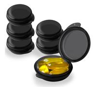 Small Pocket Daily Pill Box Organizer - Portable Travel Wallet with Individual Compartments - Compact, Convenient and Easy-to-Use Mini Pill Container for Medication Management (Black 6 PCS)