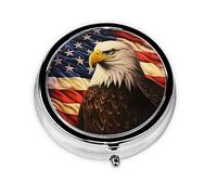Small Pocket Pill Box and Purse Pill Organizer Portable Cute Medication Organizer with Flag and Eagle Travel Pill Box for Vitamin Supplements