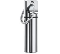 Small Pocket Pill Box Keychain, Aluminium Alloy Portable Mini Pill Organizer Case Container for Purse, Waterproof Metal Pill Holder Medicine Bottle for Outdoor Camping Travel (Silver)