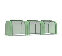 Small Polytunnel Greenhouse Green Grow House Steel Frame for Garden Backyard with Zipper Doors 295x100x80 cm Green