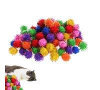 Small Pom Balls for Crafts | Glitter Colorful Poms Cat Toys - 100X Craft Supplies Interactive Toys, Decorative Material Arts & Crafts for Handmade Art Decorations