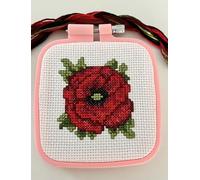 Small Poppy Cross Stitch Kit - Counted Cross Stitch Kit with Square Embroidary Frame