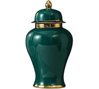 Small Porcelain Handmade Ceramic Ginger Jar Vase for Home Decor, Decorative Chinoiserie Ceramic Ginger Jars Vase with Lid Flower Vase Temple Jar (Large)