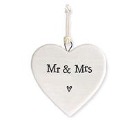 Small Porcelain Hanging Heart - Mr & Mrs