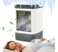Small Portable Air Conditioner Fan - USB Desktop Humidifier | 3-Speed LED Air Conditioner Fan for RV Travel Tent Camping Garage Workshop Apartment Dorm