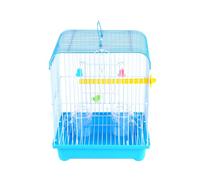 Small Portable Bird Cage, Accessories Perch, 2 Food Bowls, Swing, Parrot Cage For Canaries, Budgies, Finches, Small Birds, Durable Metal Frame, Perfect for Travel, 22cm X 27cm X 16cm (Blue)